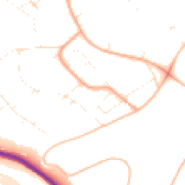 Daytime road noise heatmap for BS9 1JZ