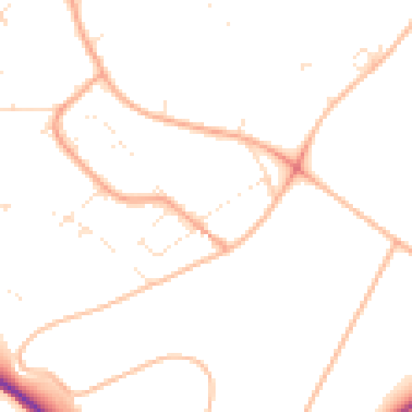 Daytime road noise heatmap for BS9 1LX