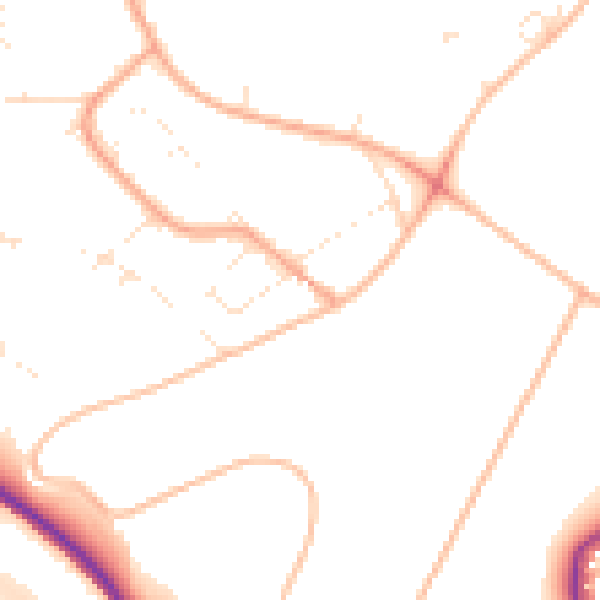 Daytime road noise heatmap for BS9 1ND