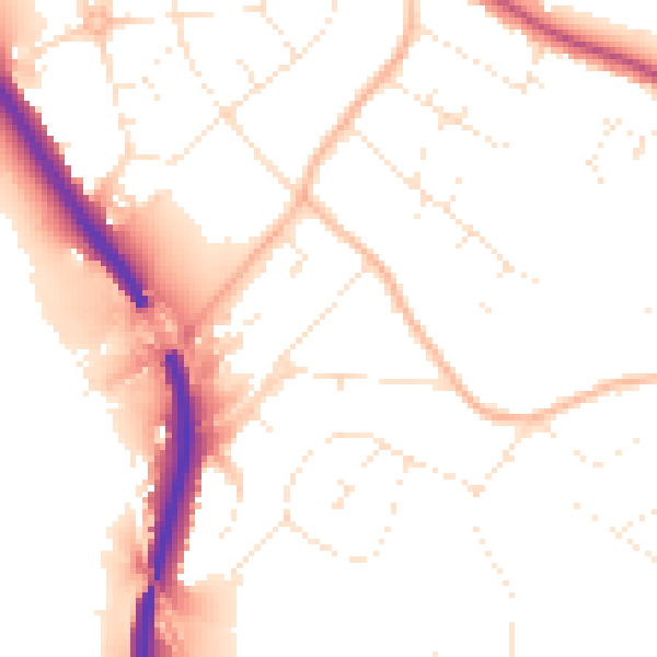 Daytime road noise heatmap for BS9 1SW