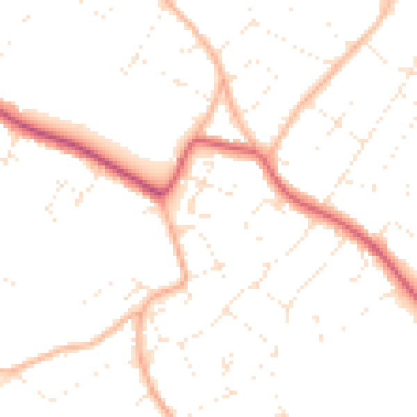 Daytime road noise heatmap for BS9 1TU