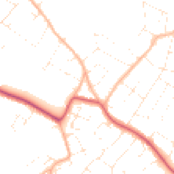 Daytime road noise heatmap for BS9 2AB
