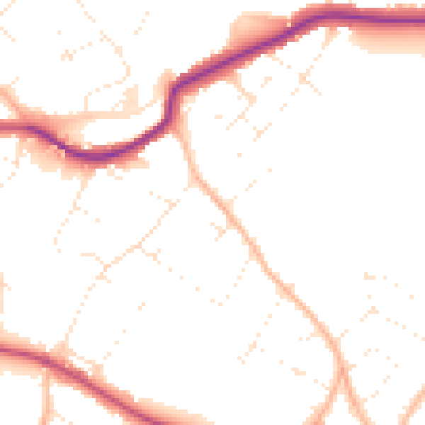 Daytime road noise heatmap for BS9 2AN