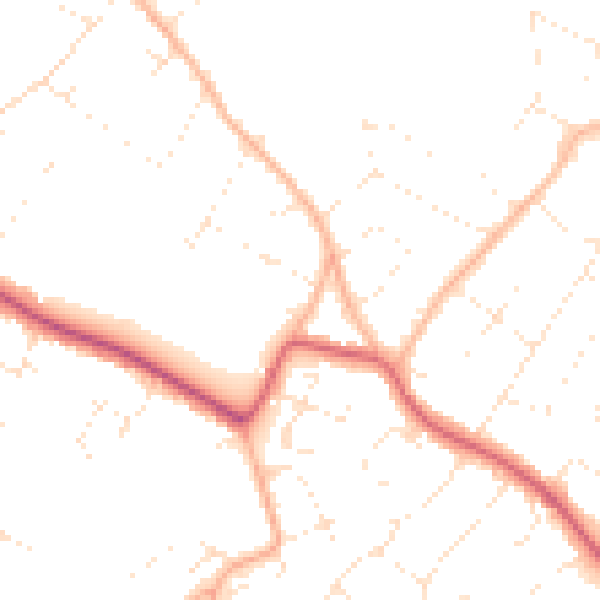 Daytime road noise heatmap for BS9 2BP