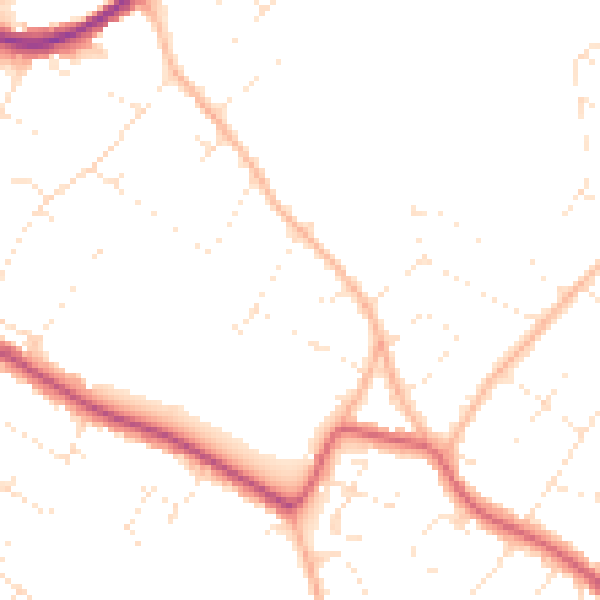 Daytime road noise heatmap for BS9 2BT