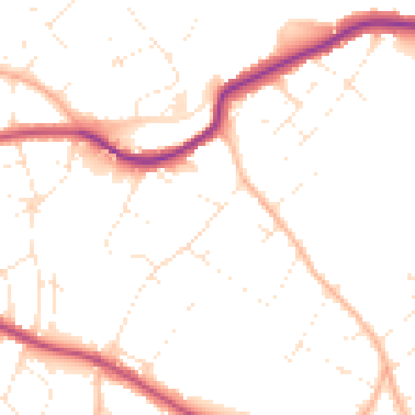 Daytime road noise heatmap for BS9 2DA