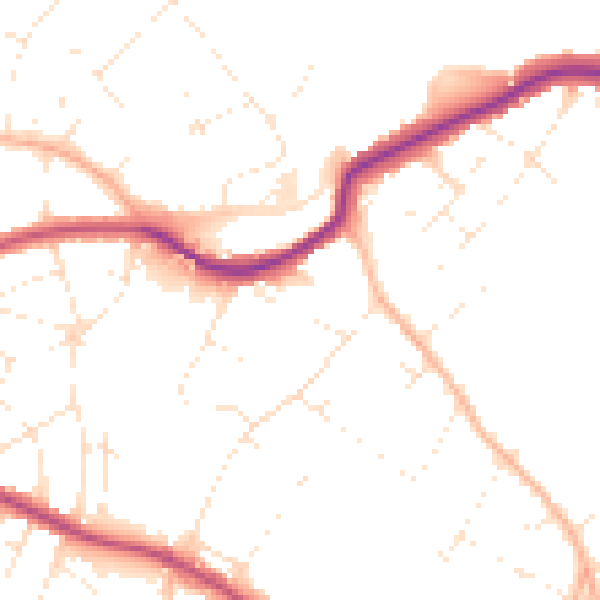 Daytime road noise heatmap for BS9 2DB