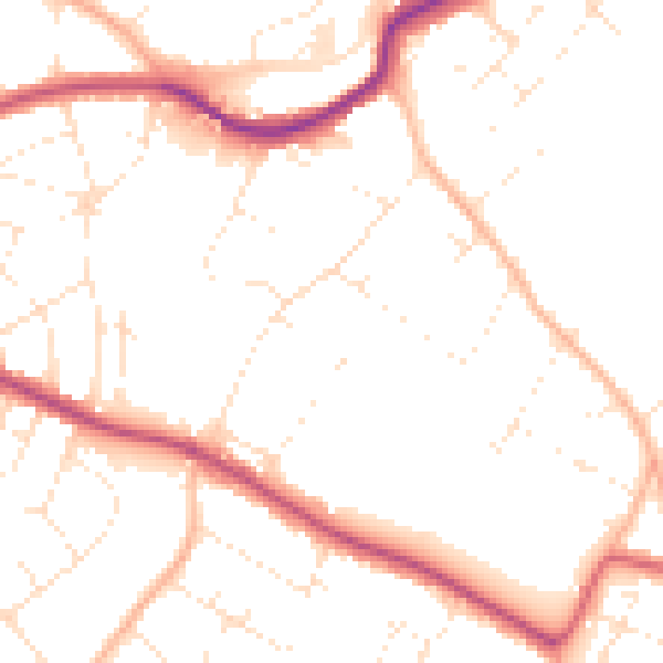 Daytime road noise heatmap for BS9 2DH