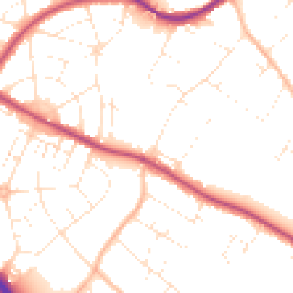 Daytime road noise heatmap for BS9 2DQ