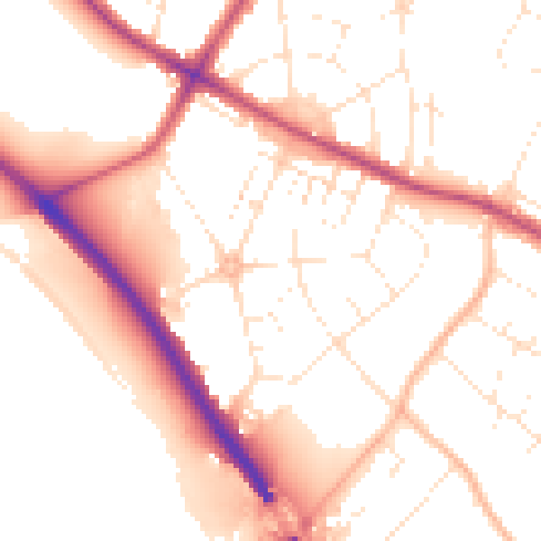 Daytime road noise heatmap for BS9 2ET