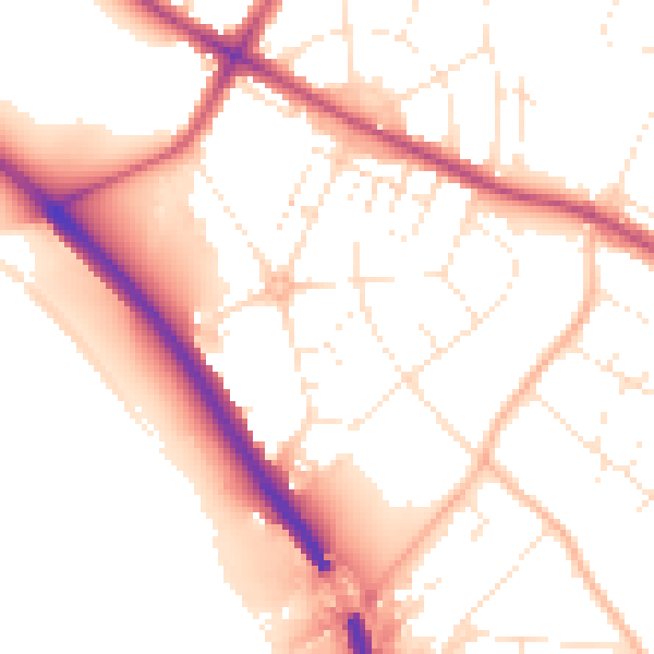 Daytime road noise heatmap for BS9 2HJ