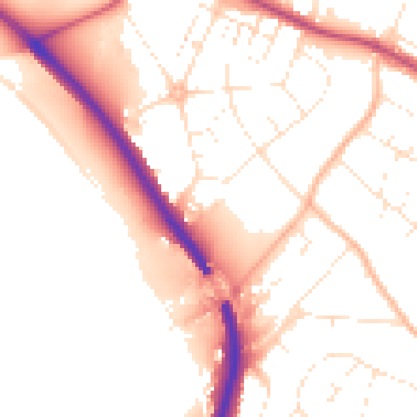 Daytime road noise heatmap for BS9 2HR
