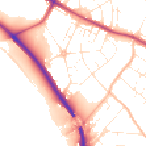 Daytime road noise heatmap for BS9 2HW