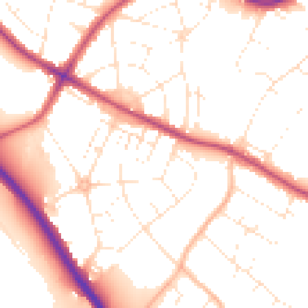 Daytime road noise heatmap for BS9 2JP