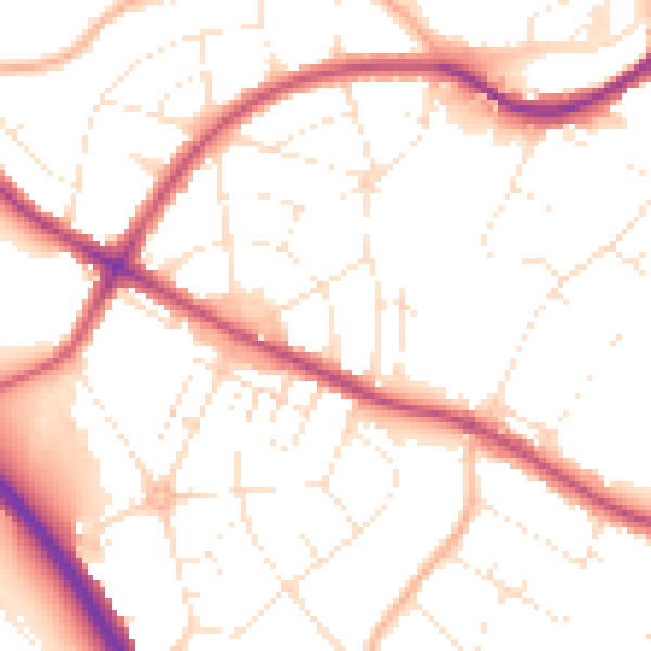 Daytime road noise heatmap for BS9 2JR