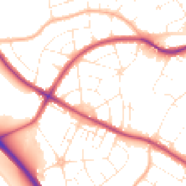 Daytime road noise heatmap for BS9 2JS