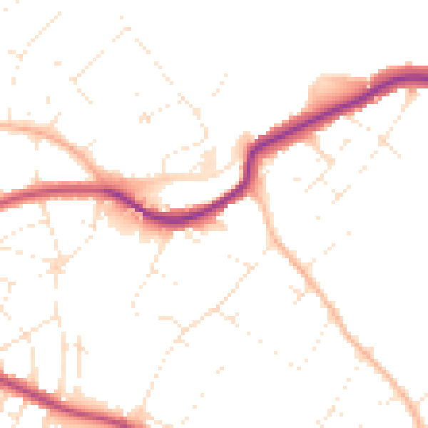 Daytime road noise heatmap for BS9 2LN