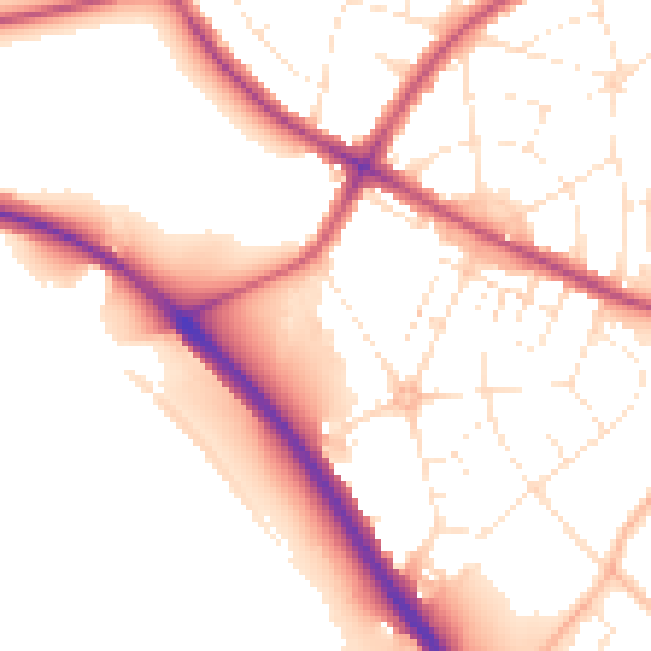 Daytime road noise heatmap for BS9 2LQ