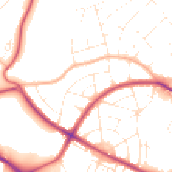 Daytime road noise heatmap for BS9 2NJ