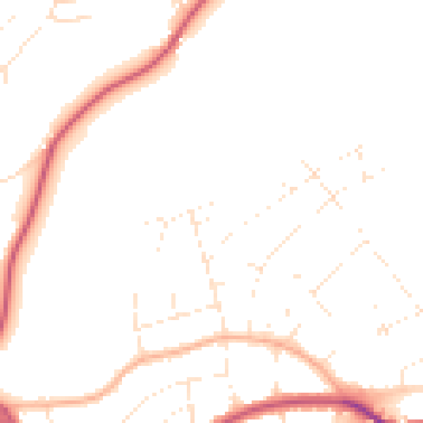 Daytime road noise heatmap for BS9 2RA