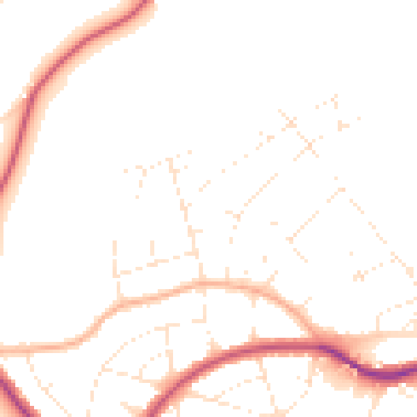 Daytime road noise heatmap for BS9 2RB