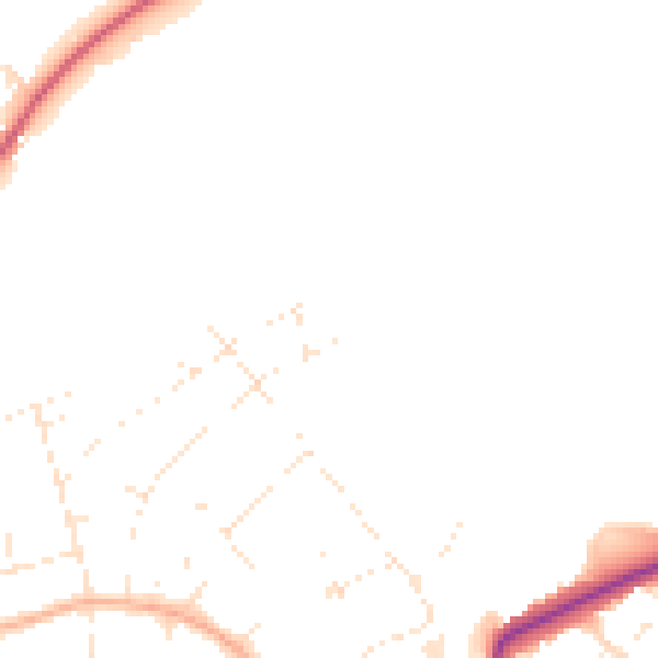 Daytime road noise heatmap for BS9 2RY