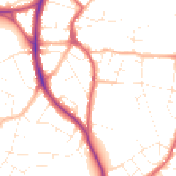 Daytime road noise heatmap for BS9 3AH