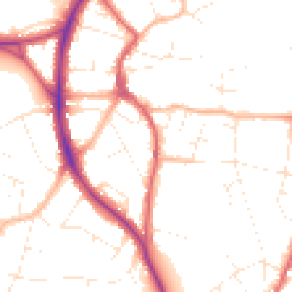 Daytime road noise heatmap for BS9 3AQ