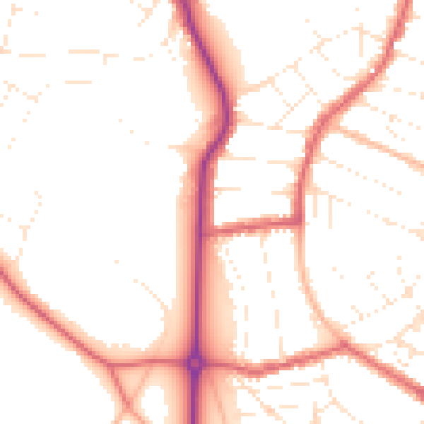 Daytime road noise heatmap for BS9 3AY