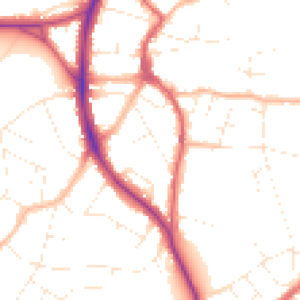 Daytime road noise heatmap for BS9 3BG