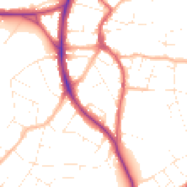 Daytime road noise heatmap for BS9 3BN