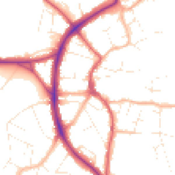 Daytime road noise heatmap for BS9 3BY