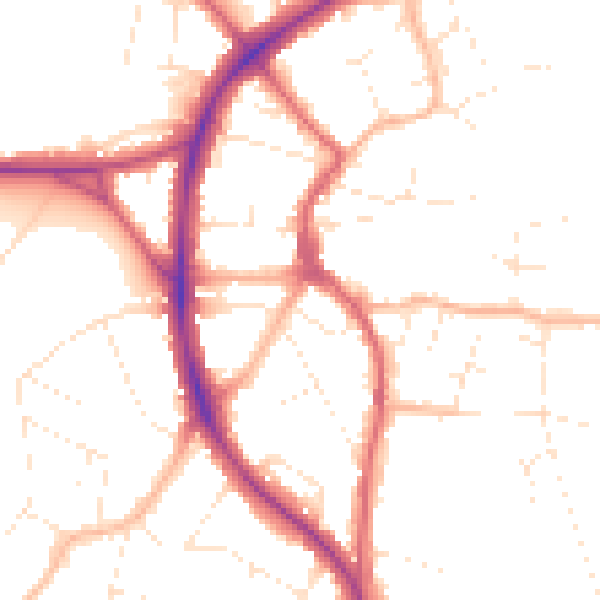 Daytime road noise heatmap for BS9 3DP