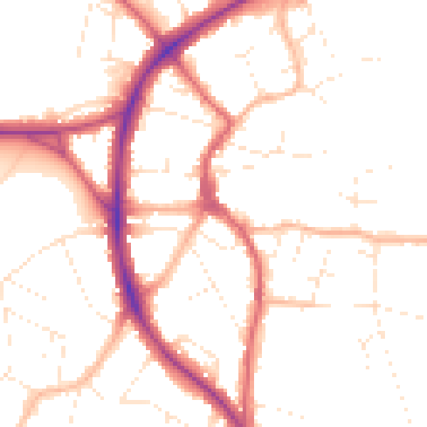Daytime road noise heatmap for BS9 3DR