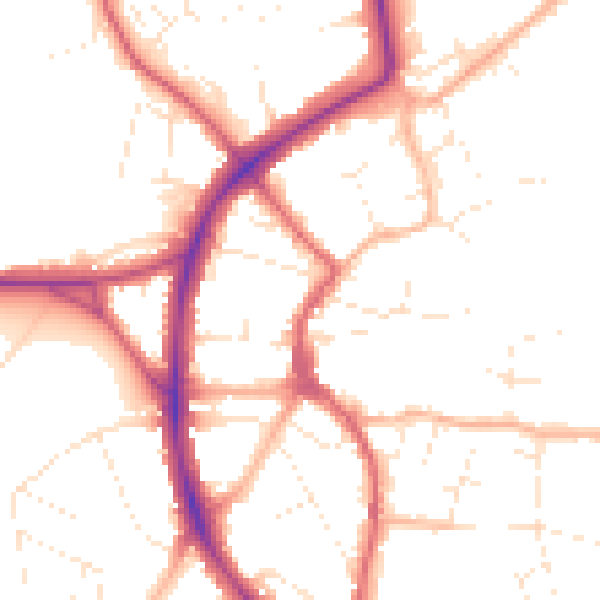 Daytime road noise heatmap for BS9 3ED