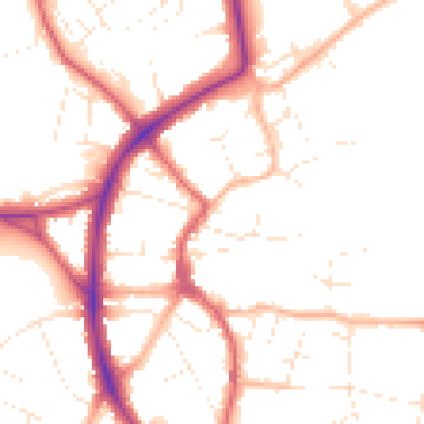 Daytime road noise heatmap for BS9 3EH