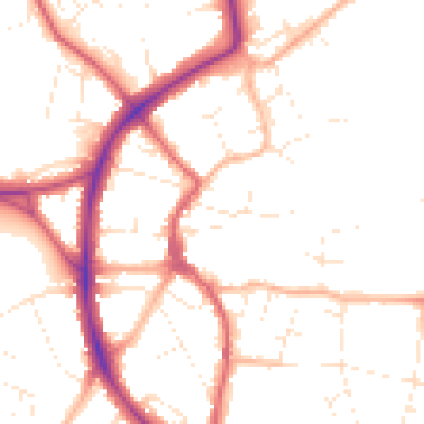 Daytime road noise heatmap for BS9 3EJ