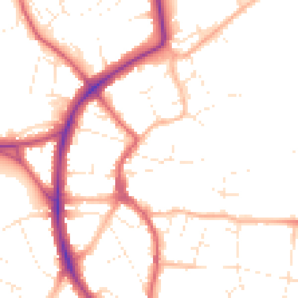 Daytime road noise heatmap for BS9 3EZ