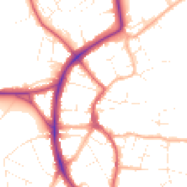 Daytime road noise heatmap for BS9 3FE