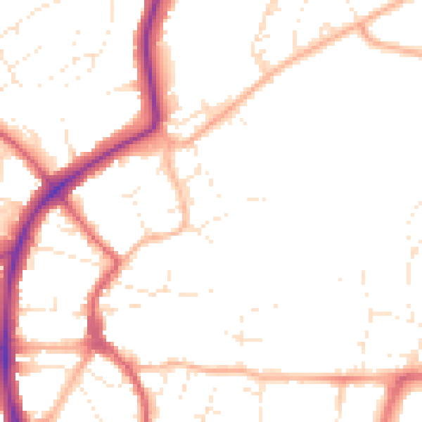 Daytime road noise heatmap for BS9 3HB
