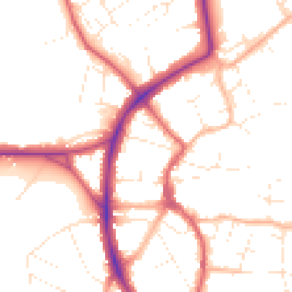 Daytime road noise heatmap for BS9 3HG