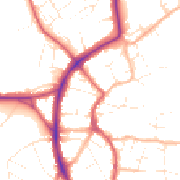 Daytime road noise heatmap for BS9 3HH