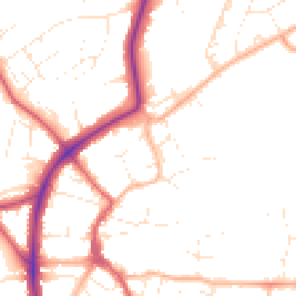 Daytime road noise heatmap for BS9 3HX