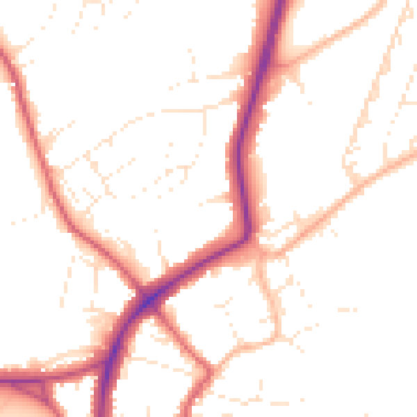 Daytime road noise heatmap for BS9 3JQ