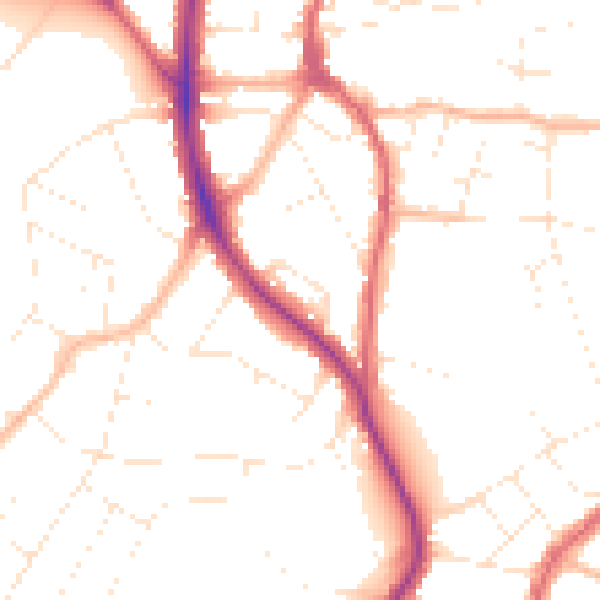 Daytime road noise heatmap for BS9 3JS