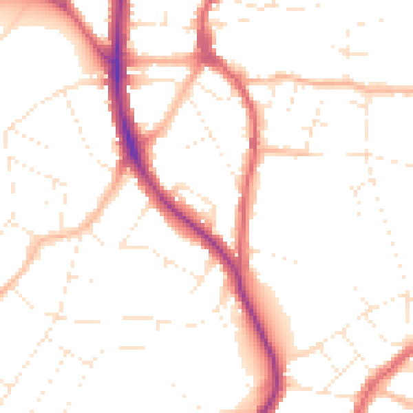 Daytime road noise heatmap for BS9 3JT
