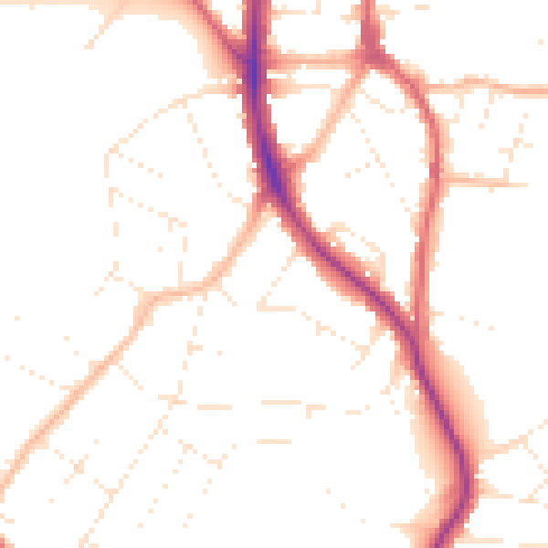 Daytime road noise heatmap for BS9 3JX