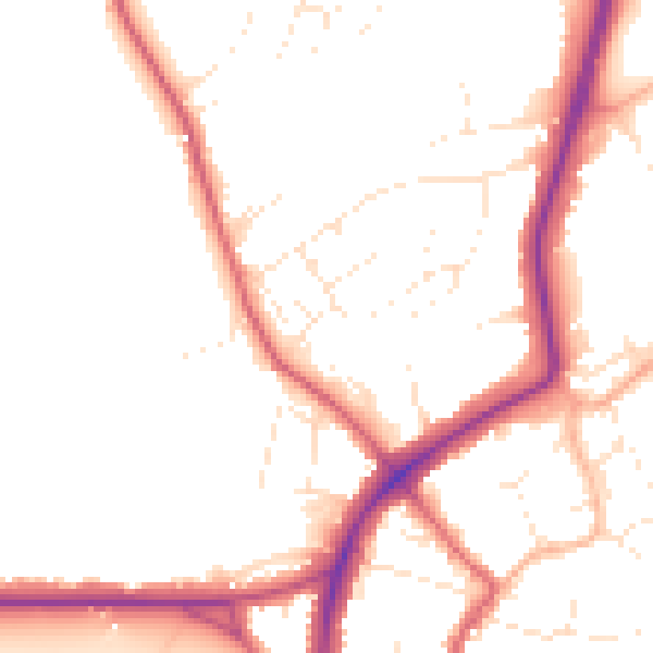 Daytime road noise heatmap for BS9 3LB