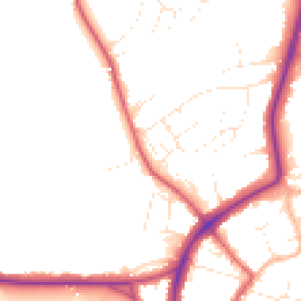 Daytime road noise heatmap for BS9 3NB