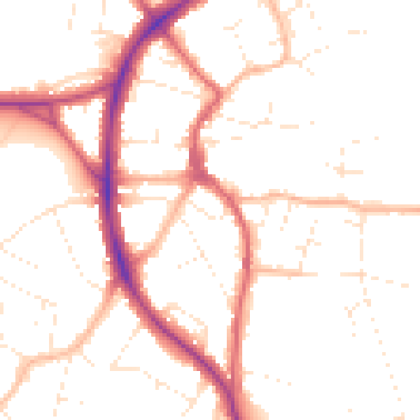 Daytime road noise heatmap for BS9 3QG